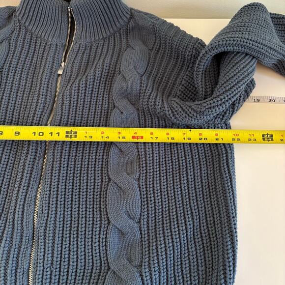 Haven Well Within Cotton Mixed Stitch Double Zip Cardigan size Small Neptune - Picture 8 of 9
